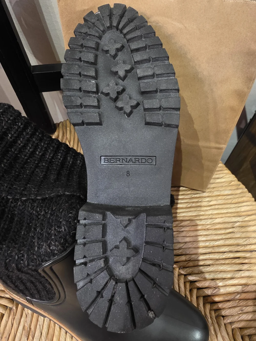 Bernardo Black Knit-Cuff Chelsea Rain Boots - Picture 5 of 6